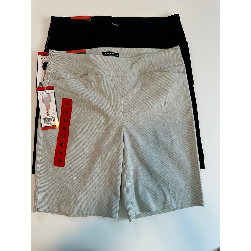 NWT 2‎ Pair Hilary Radley Womens Mid Rise Bermuda Shorts Medium